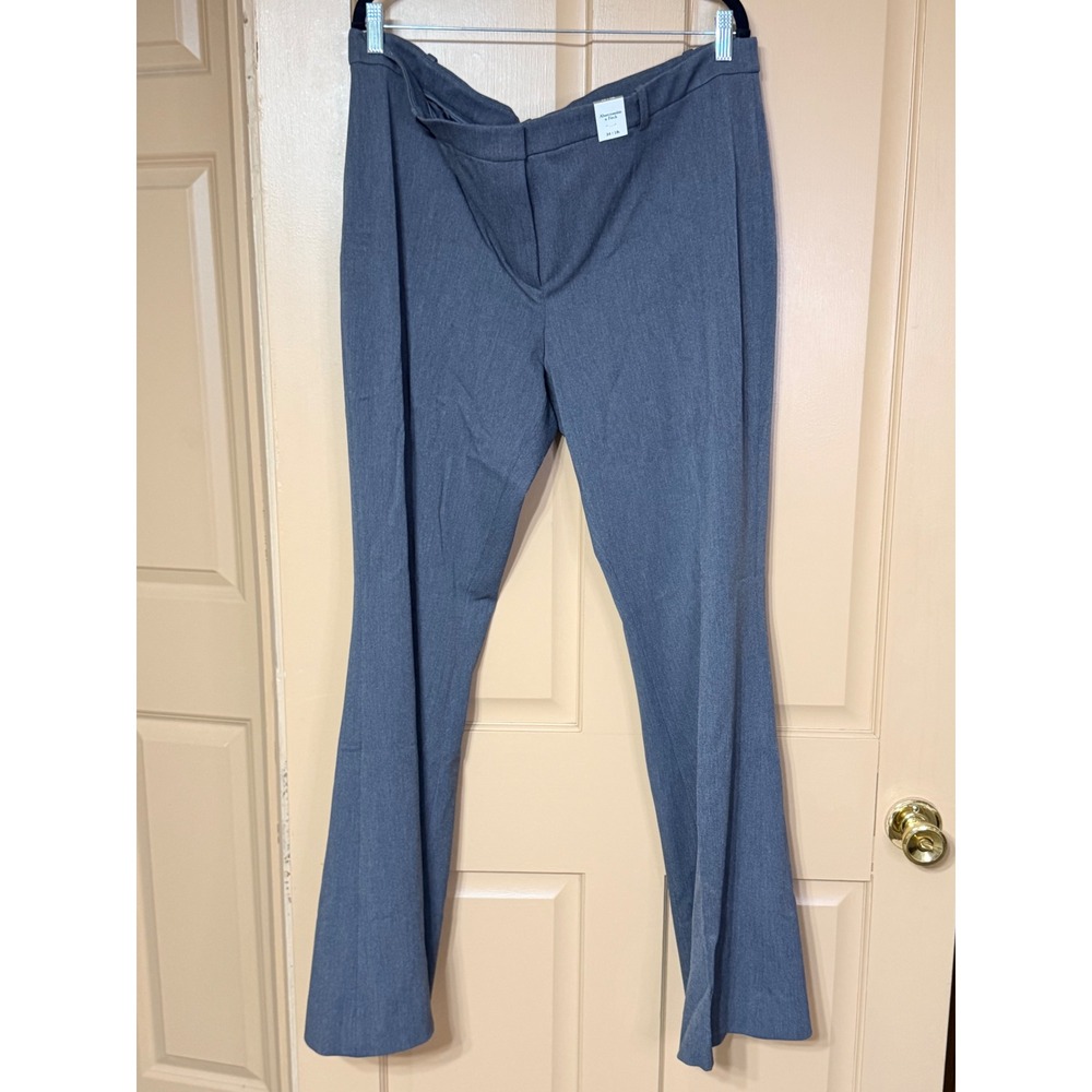 Abercrombie & Fitch Sloane Tailored Pant Grey Blue Wide Leg Trousers 18 Long NWT